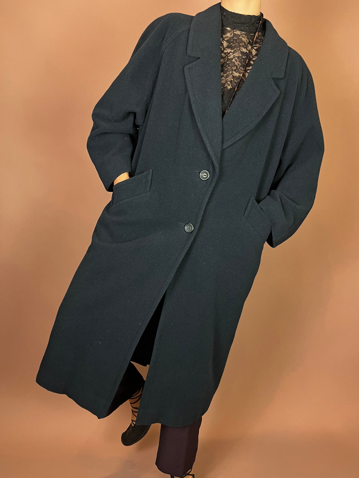 Wintermantel Petrol Blau Wolle Gr. 38-42
