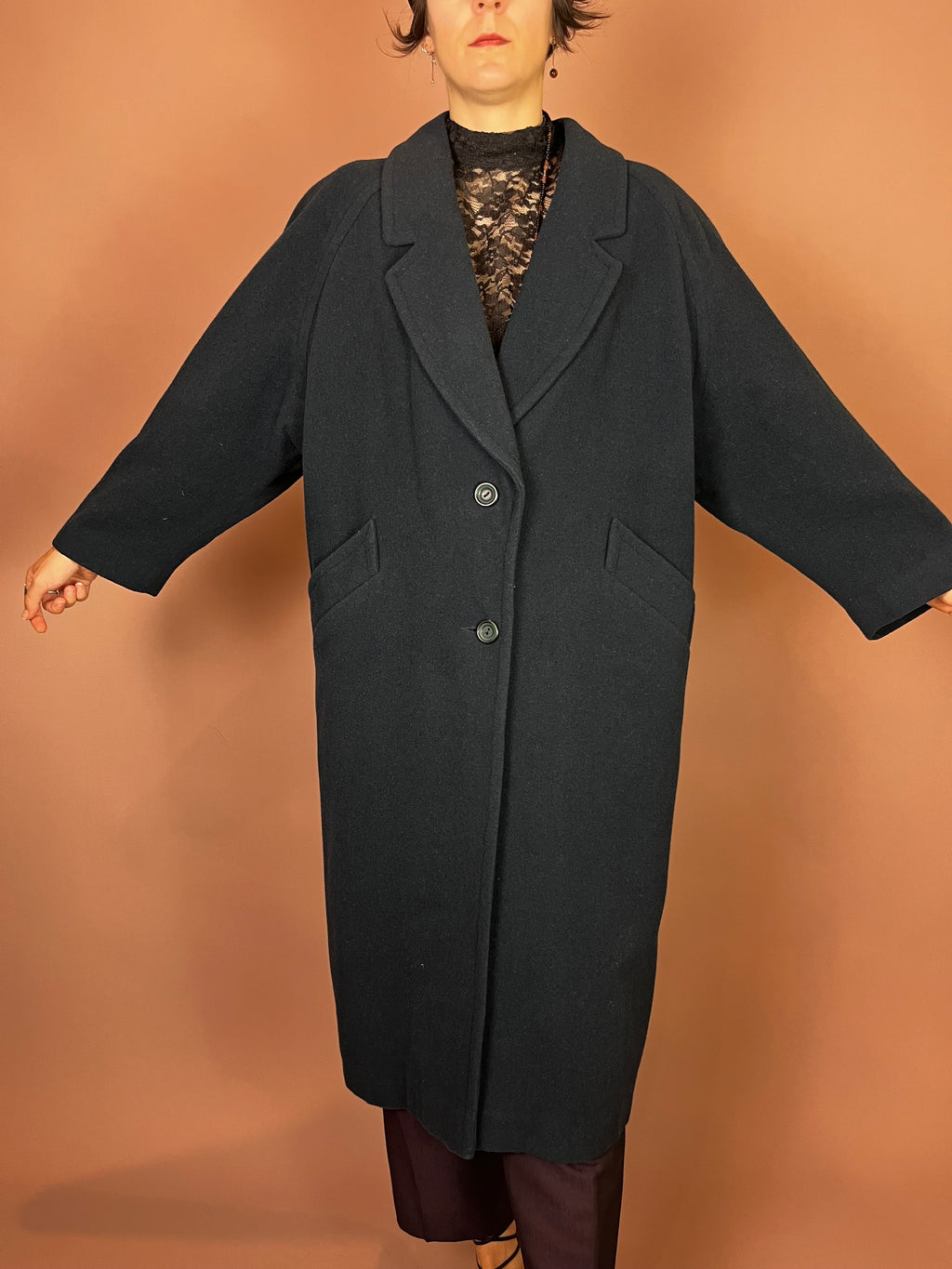 Wintermantel Petrol Blau Wolle Gr. 38-42