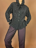 Bluse Schwarz Punkte Weiß Kapuze Gr. 40