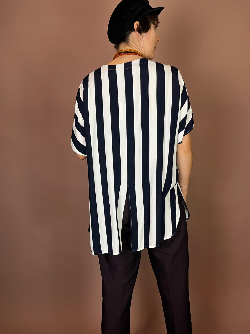 Bluse Blockstreifen Weiß Dunkelblau Maritim Gr. 42/44