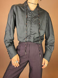 Bluse Schwarz Fliegerstoff Knöpfe Gr. 38