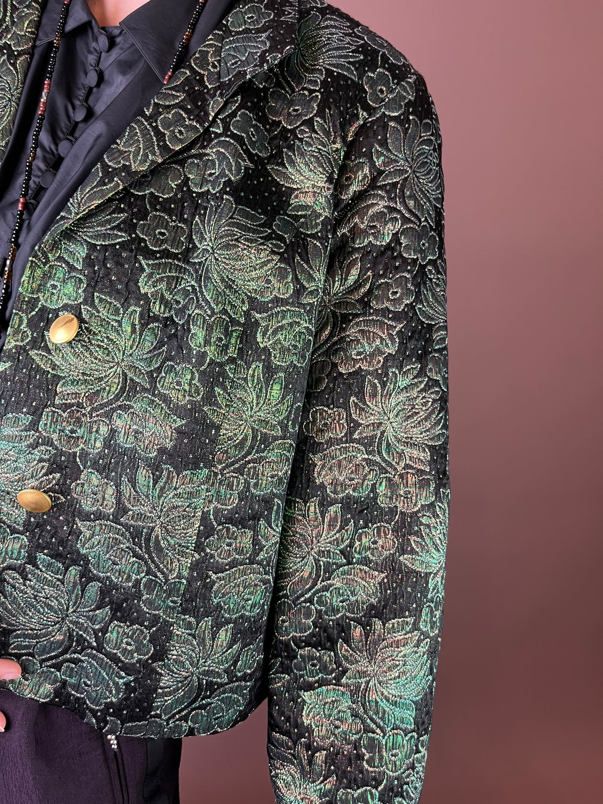 Blazer Jäckchen Glitzer Party Grün Gold Gr. 40