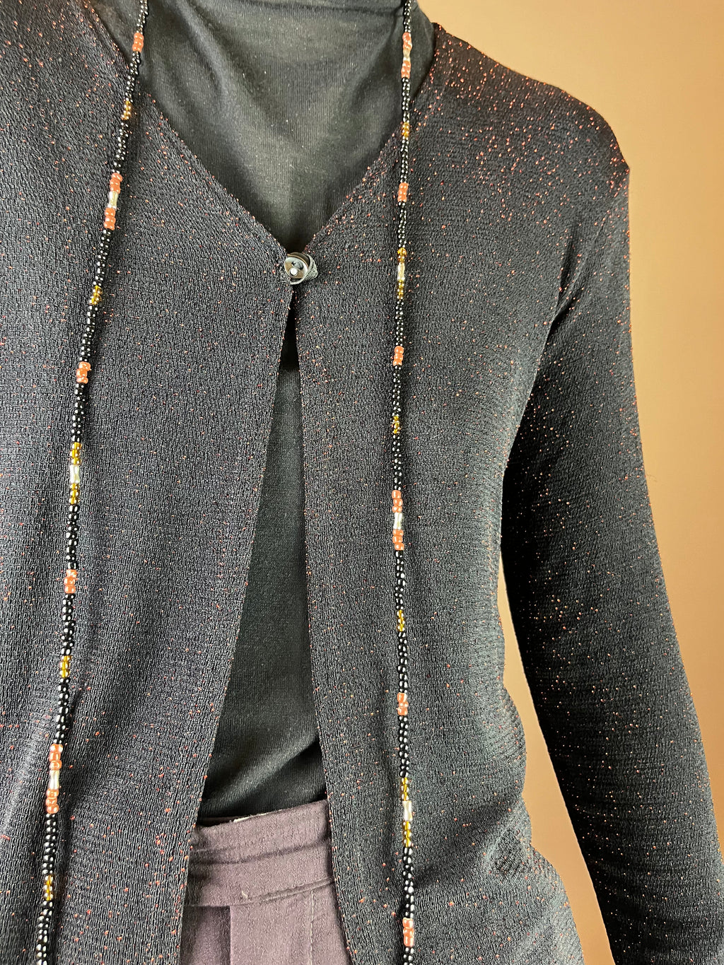 Jäckchen Party Schwarz Glitzer Rot Cardigan Gr. 36