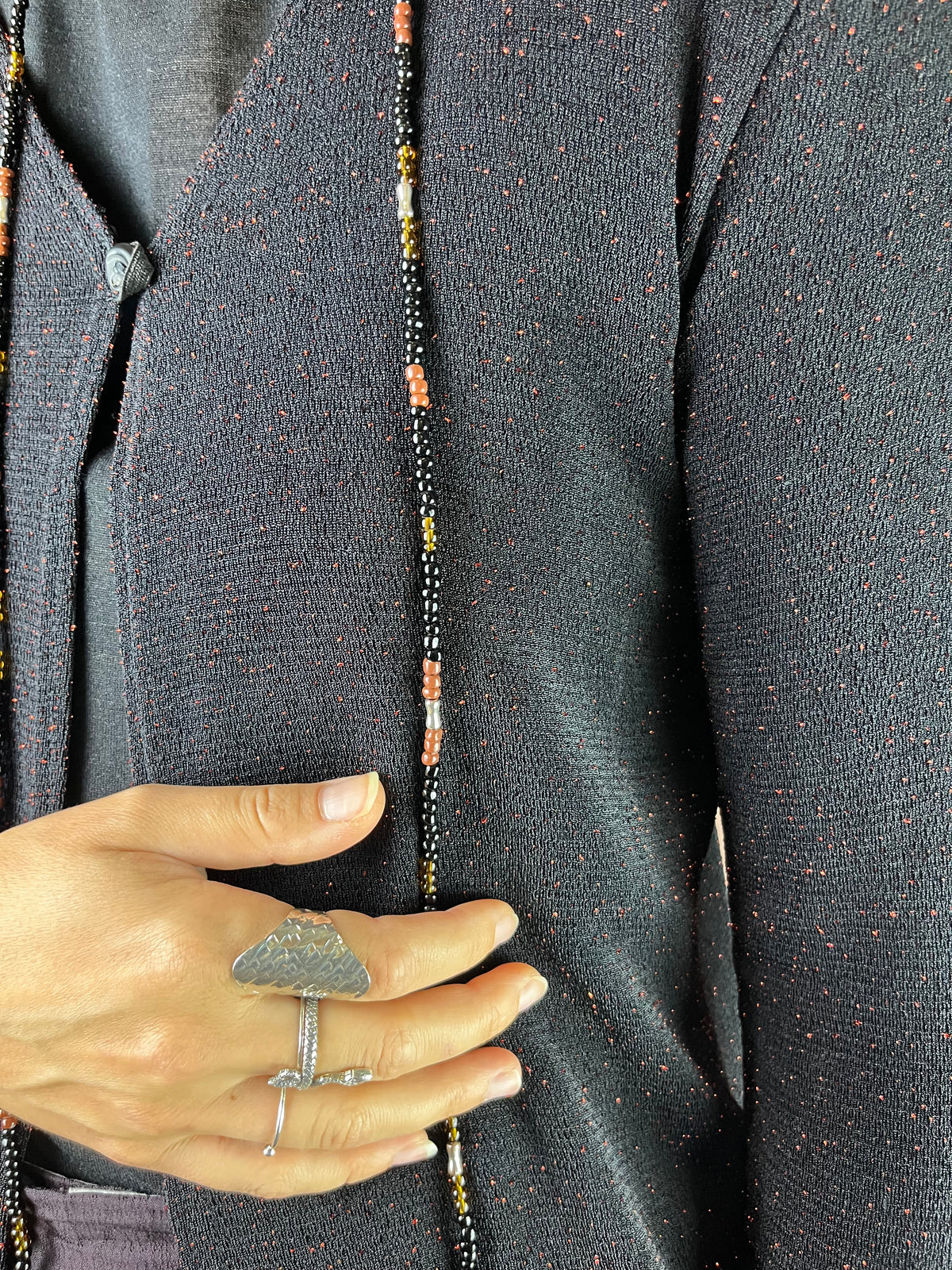 Jäckchen Party Schwarz Glitzer Rot Cardigan Gr. 36