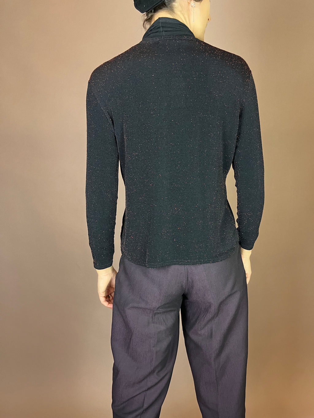 Jäckchen Party Schwarz Glitzer Rot Cardigan Gr. 36