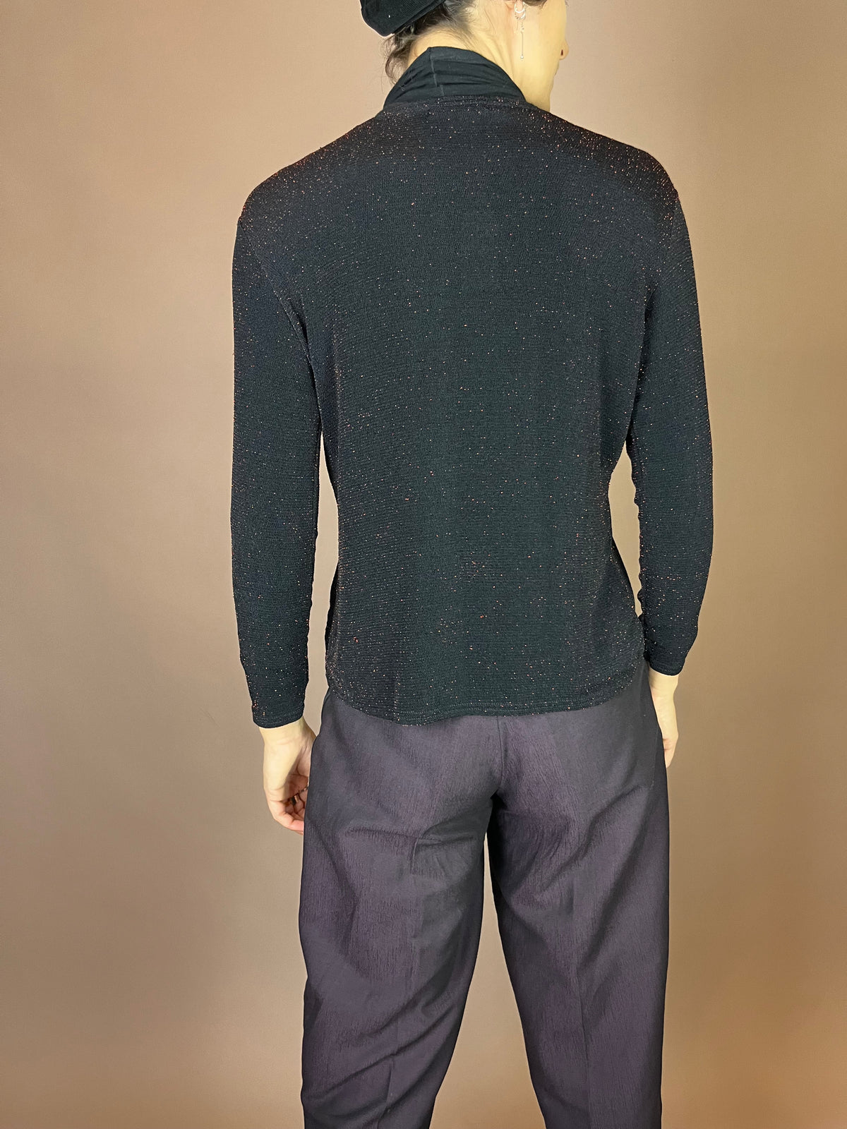 Jäckchen Party Schwarz Glitzer Rot Cardigan Gr. 36
