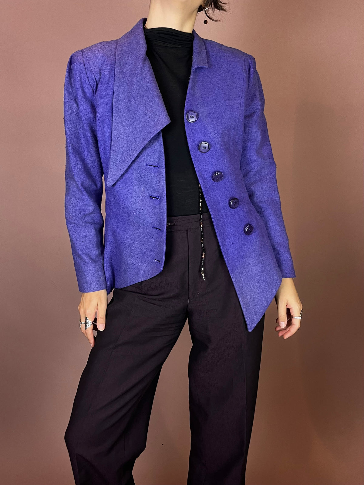 Extravaganter Blazer aus Wildseide Violet Gr. 38