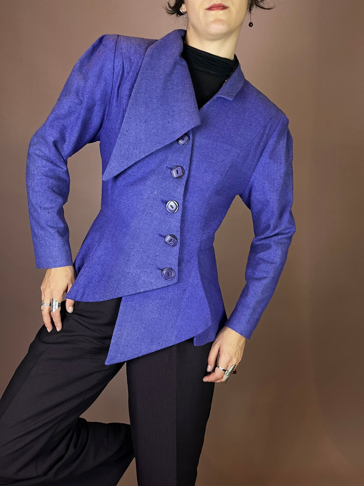 Extravaganter Blazer aus Wildseide Violet Gr. 38
