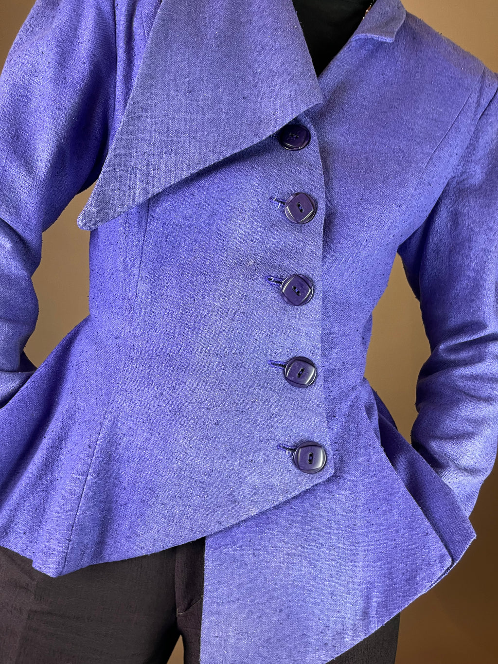 Extravaganter Blazer aus Wildseide Violet Gr. 38