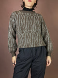Strickpullover Muster Grau Braun Gr. 36/38
