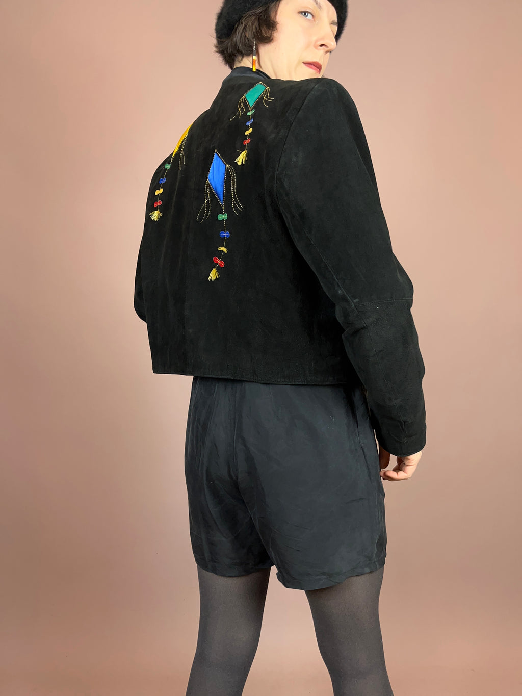 Dino´z Lederjacke Schwarz Drachen Gold Bunt Gr. 40