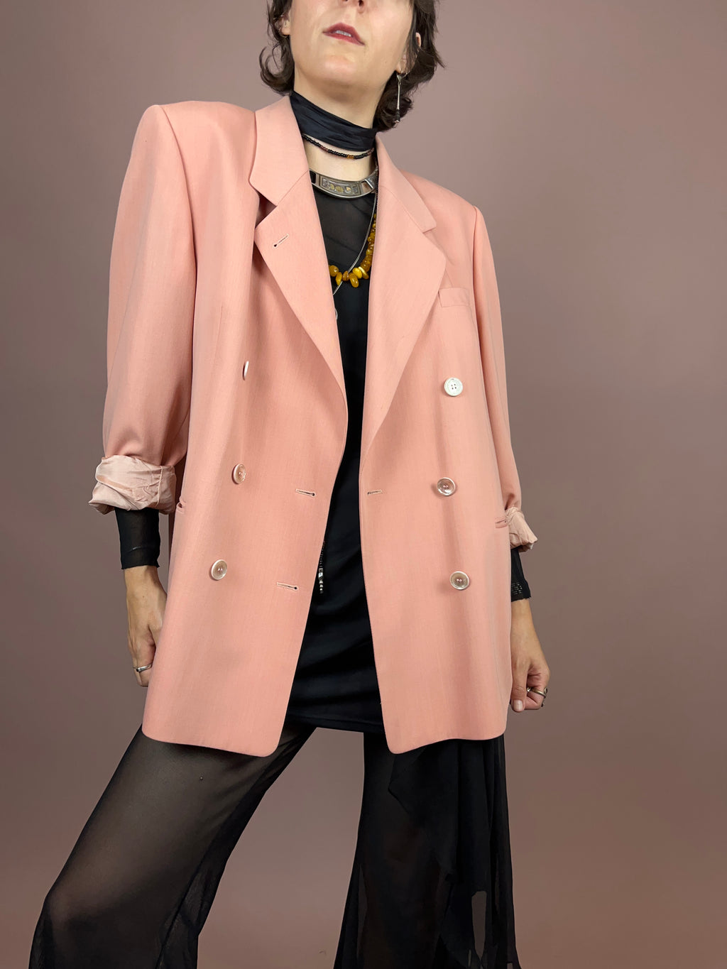 Blazer Wolle Lachs Doppelreiher Gr. 42/44