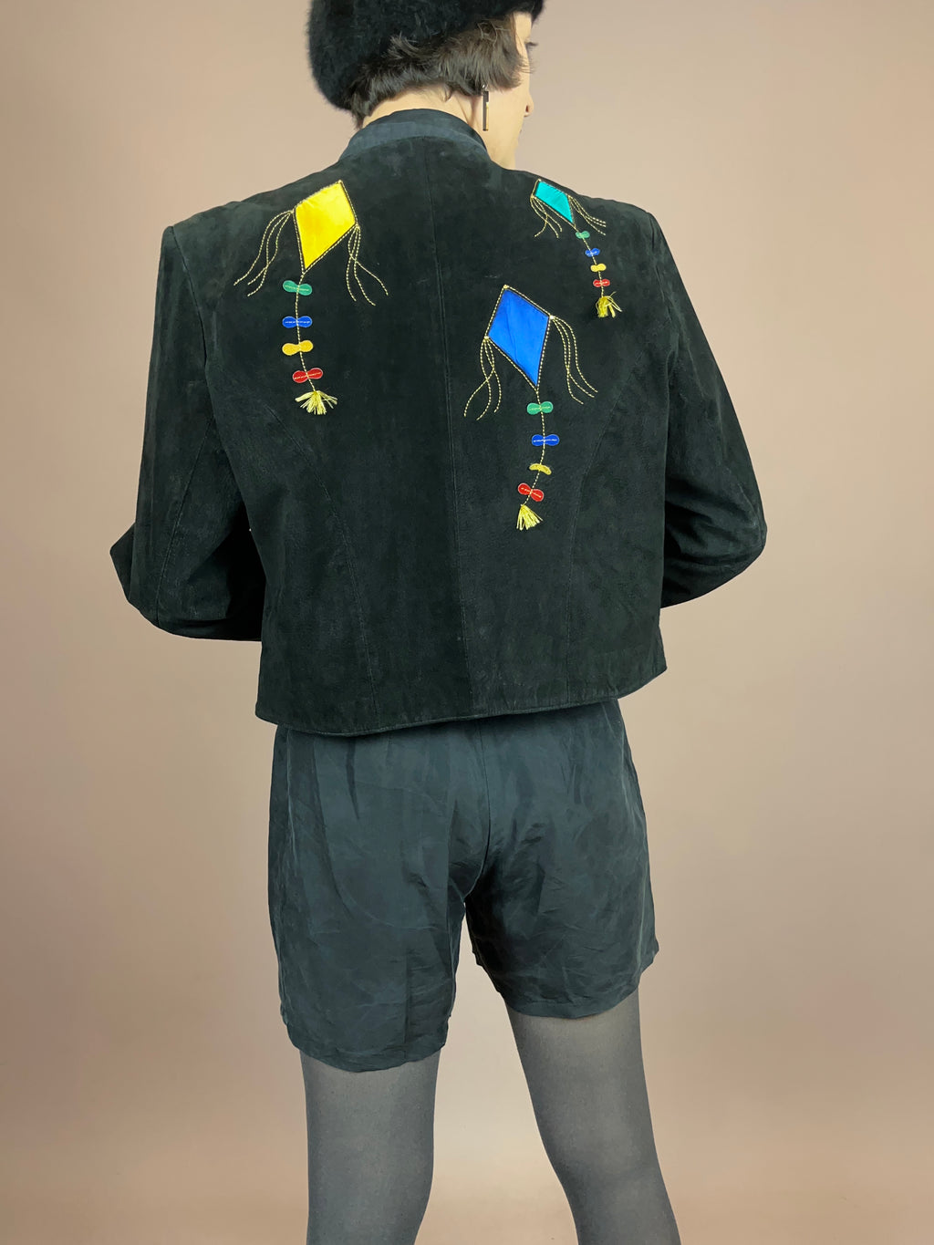 Dino´z Lederjacke Schwarz Drachen Gold Bunt Gr. 40