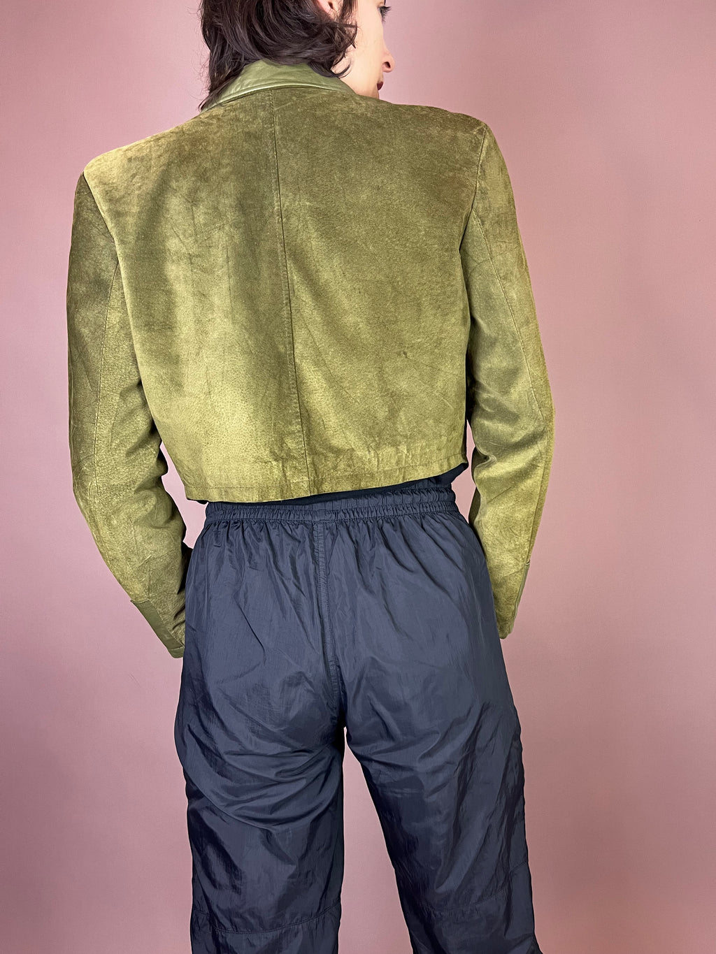 Wildleder Jacke Grün Khaki Gr. 38