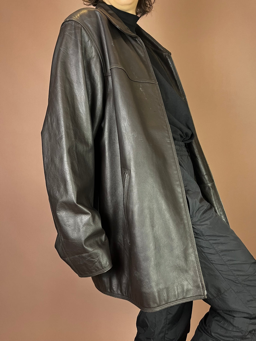 Lederjacke Dunkelbraun Glattleder  Gr. XL