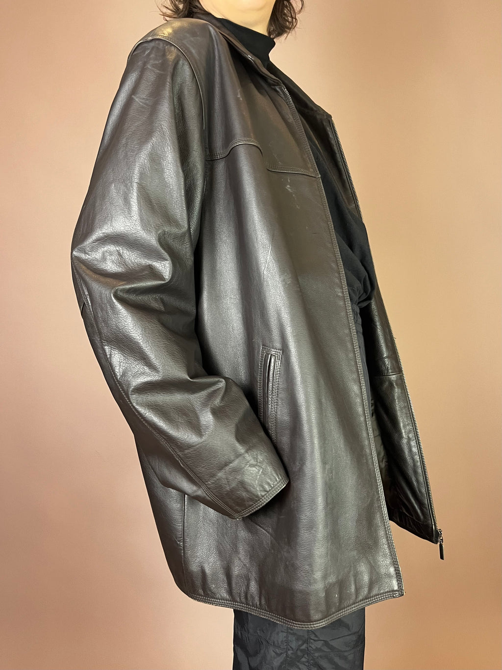 Lederjacke Dunkelbraun Glattleder  Gr. XL