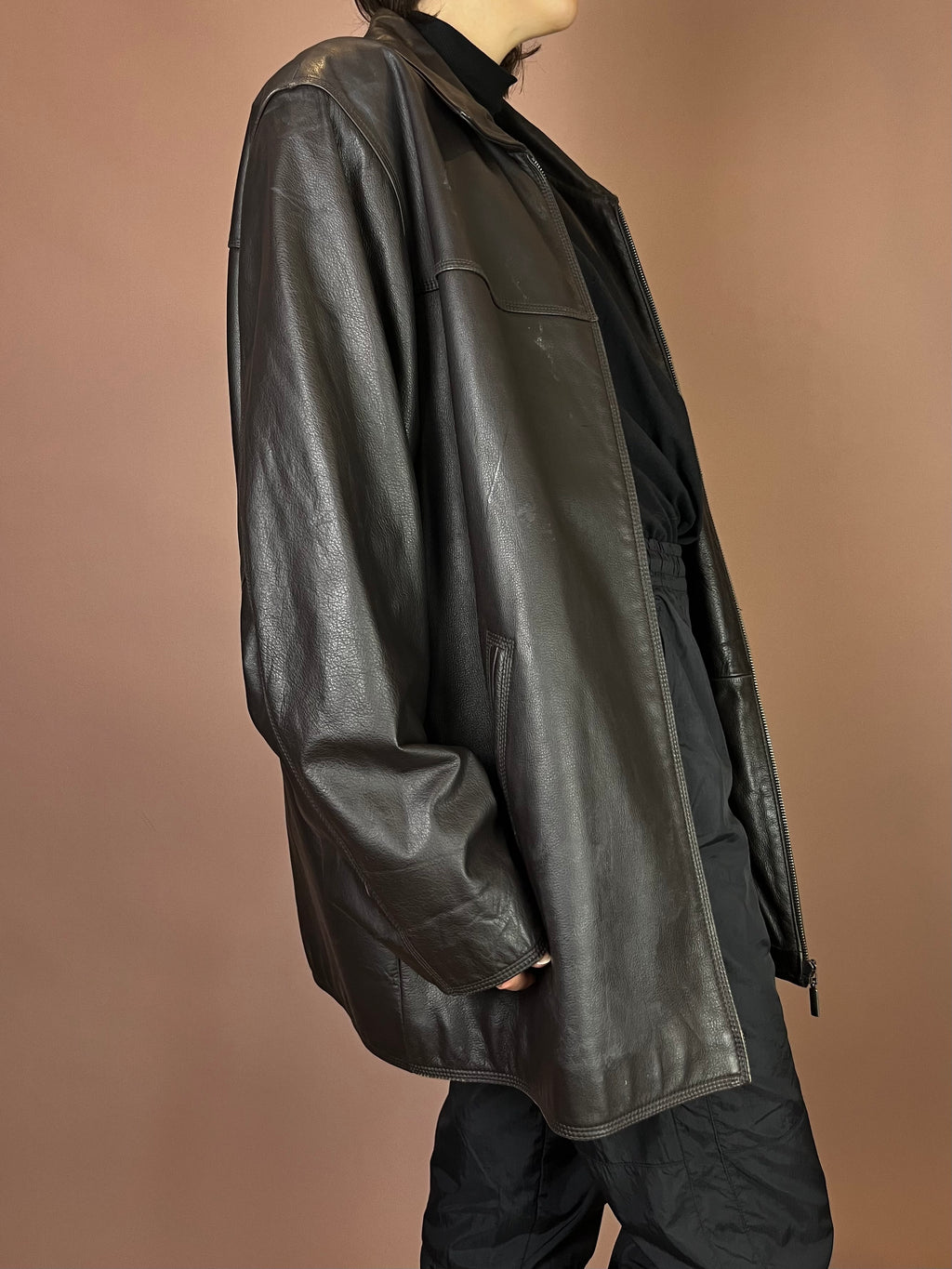Lederjacke Dunkelbraun Glattleder  Gr. XL