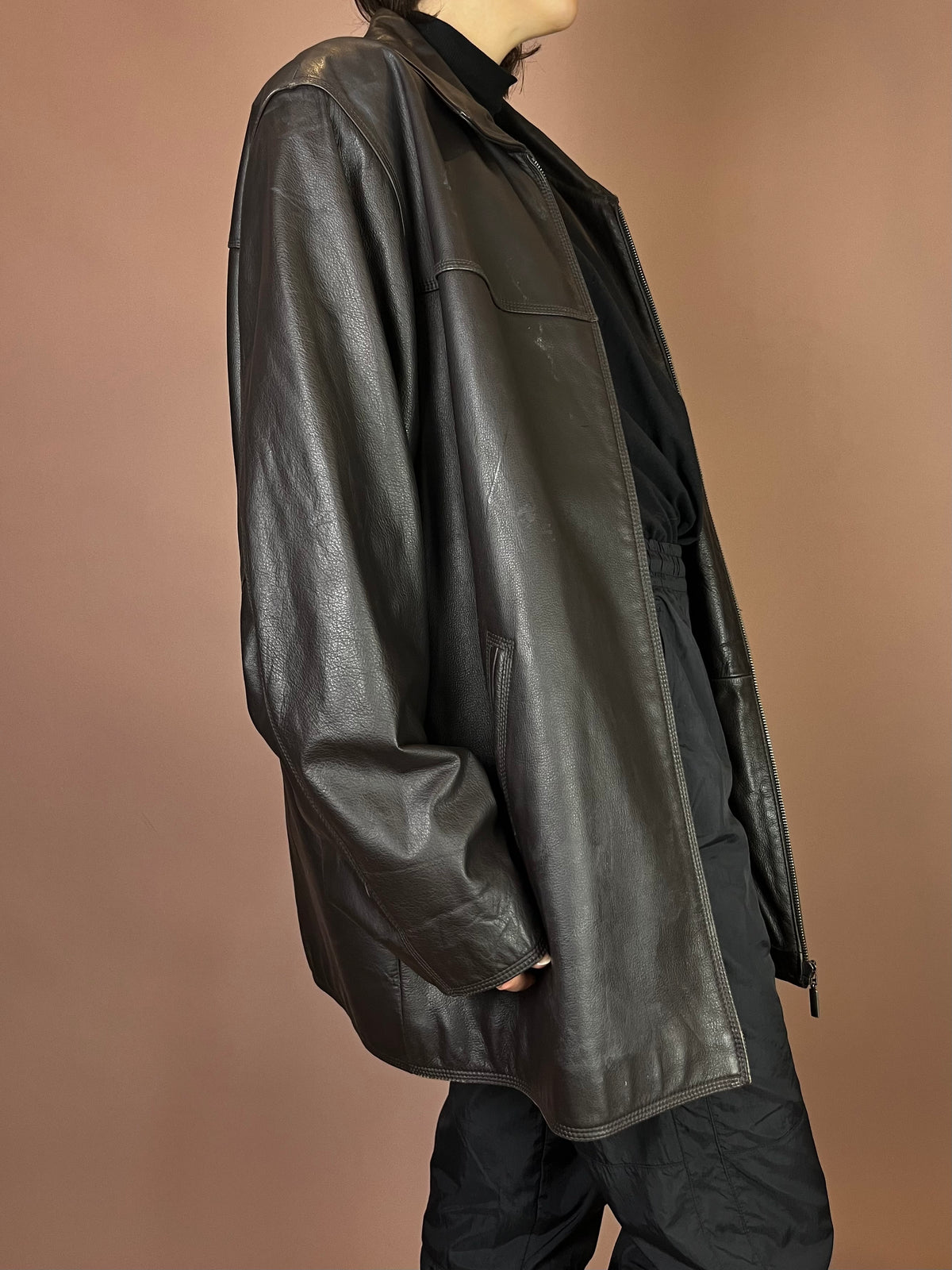 Lederjacke Dunkelbraun Glattleder  Gr. XL