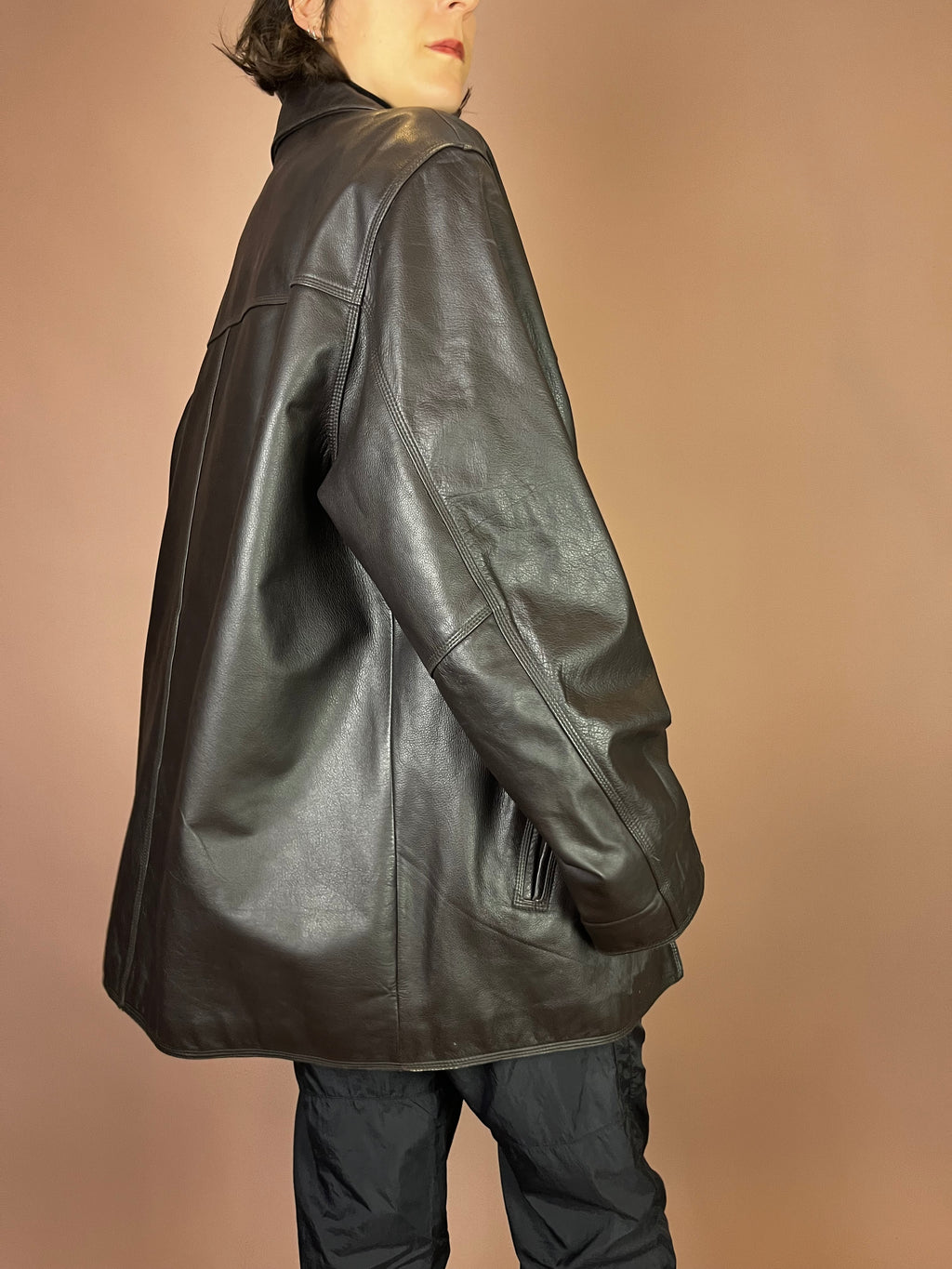 Lederjacke Dunkelbraun Glattleder  Gr. XL