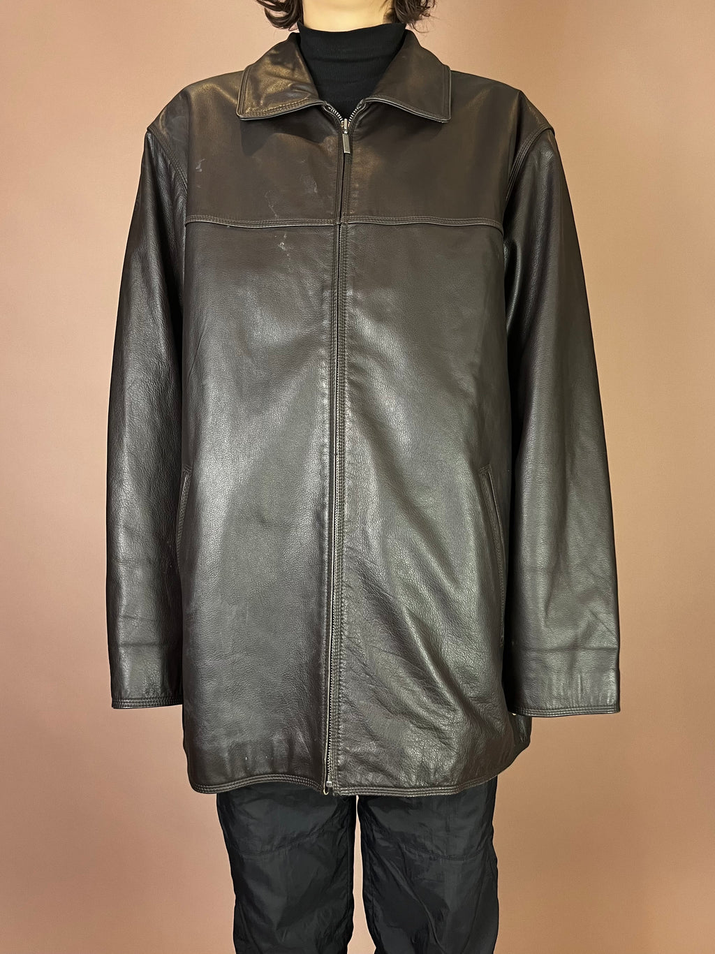 Lederjacke Dunkelbraun Glattleder  Gr. XL