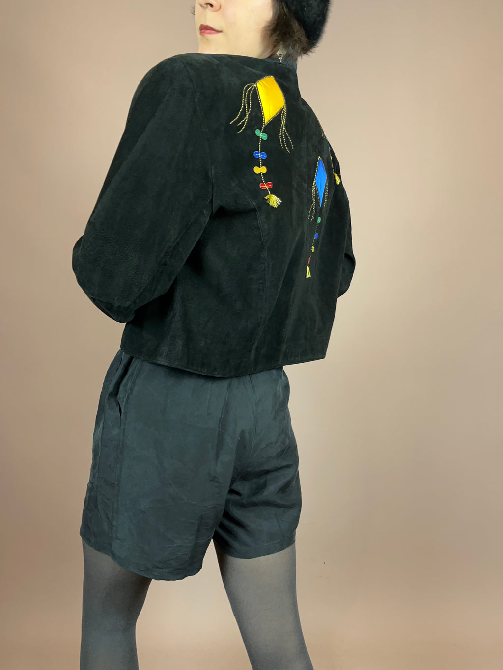 Dino´z Lederjacke Schwarz Drachen Gold Bunt Gr. 40