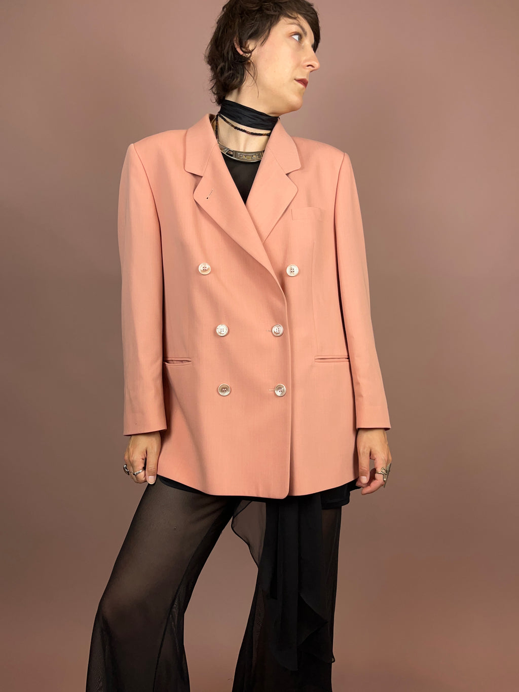 Blazer Wolle Lachs Doppelreiher Gr. 42/44