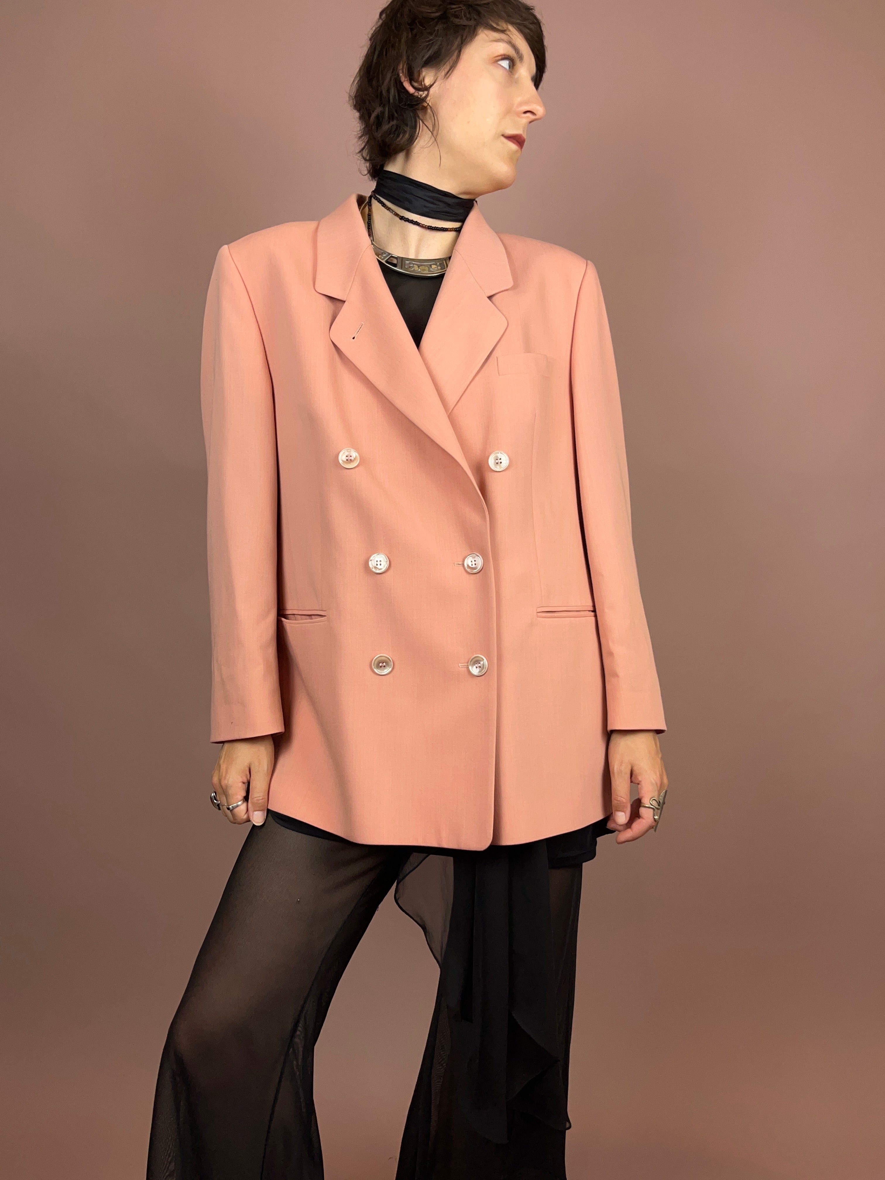 Blazer Wolle Lachs Doppelreiher Gr. 42/44