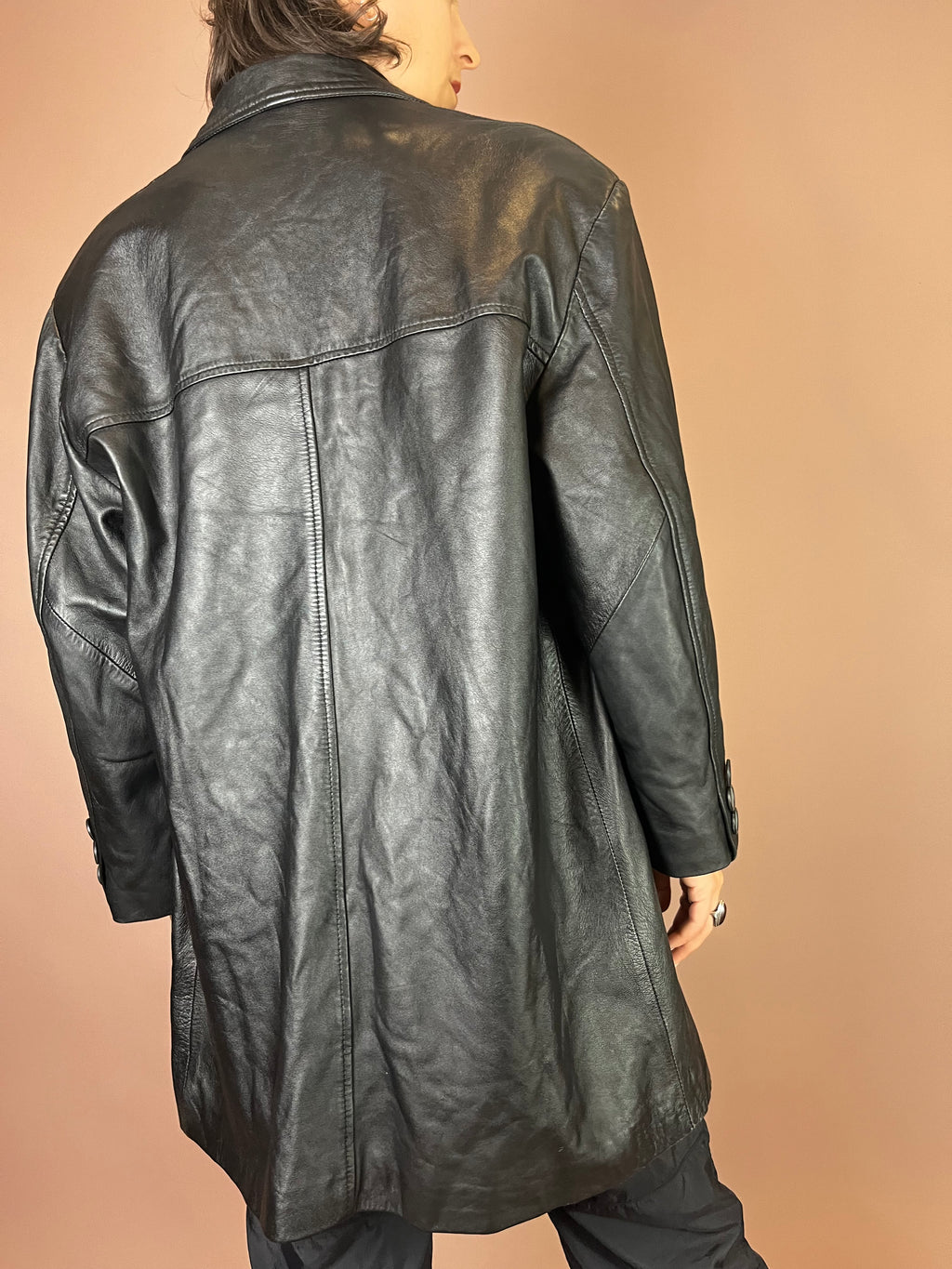 Lederjacke Blazer Leder Schwarz Schlicht Gr. 44