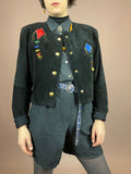 Dino´z Lederjacke Schwarz Drachen Gold Bunt Gr. 40