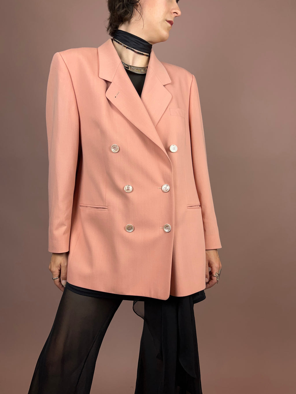 Blazer Wolle Lachs Doppelreiher Gr. 42/44