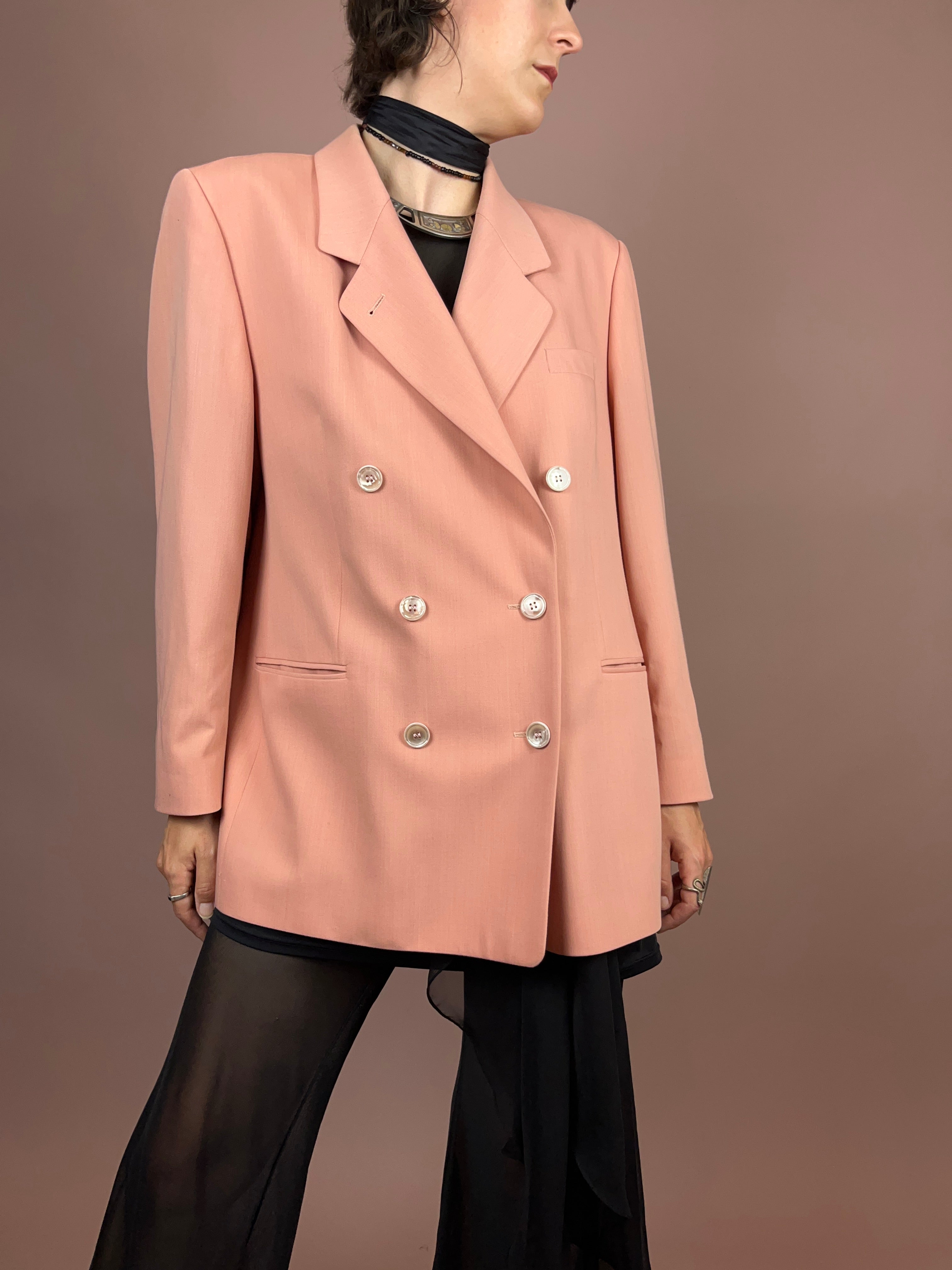 Blazer Wolle Lachs Doppelreiher Gr. 42/44