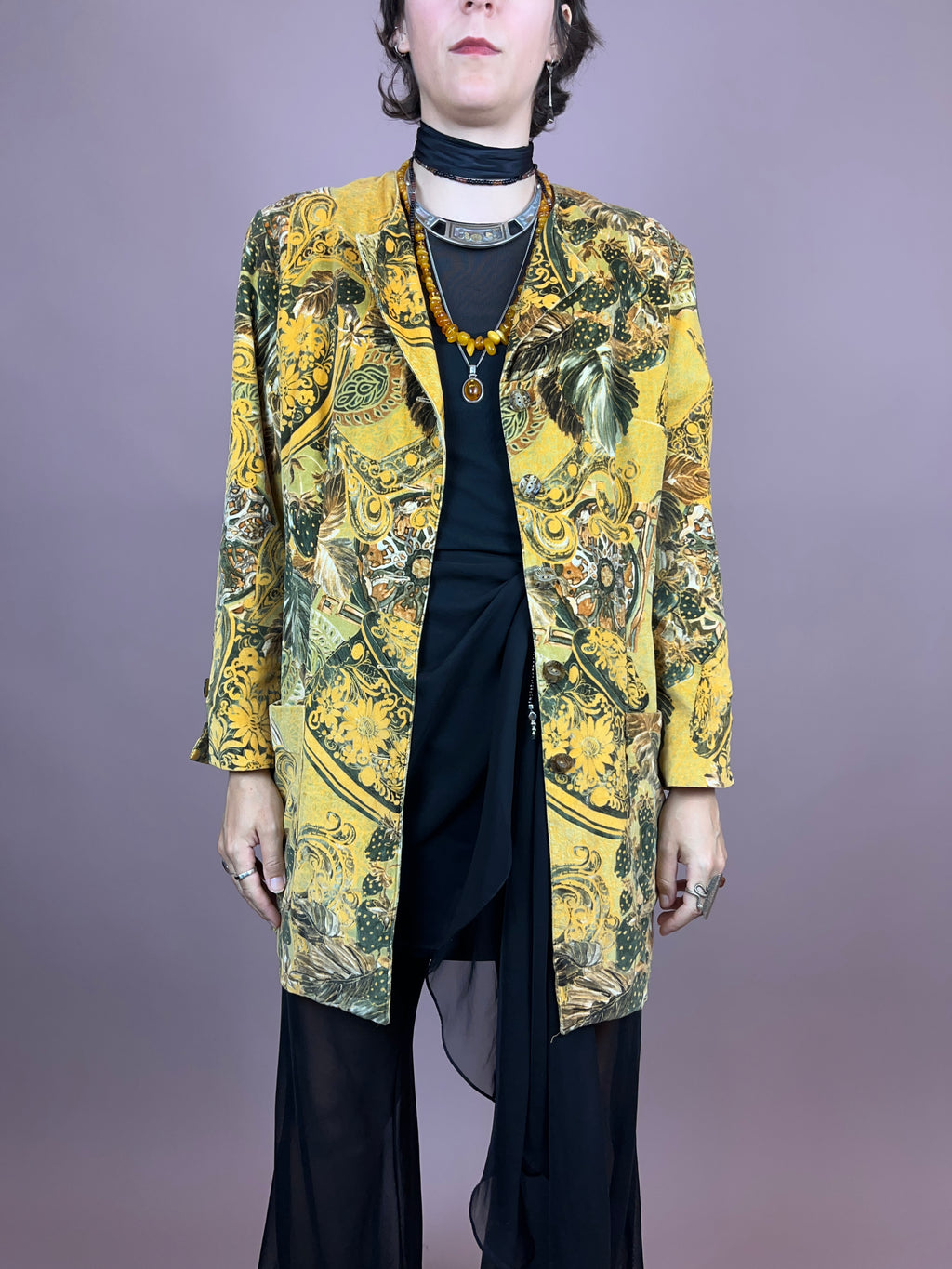 Blazer Lang Samt Ornamente Gr. 40