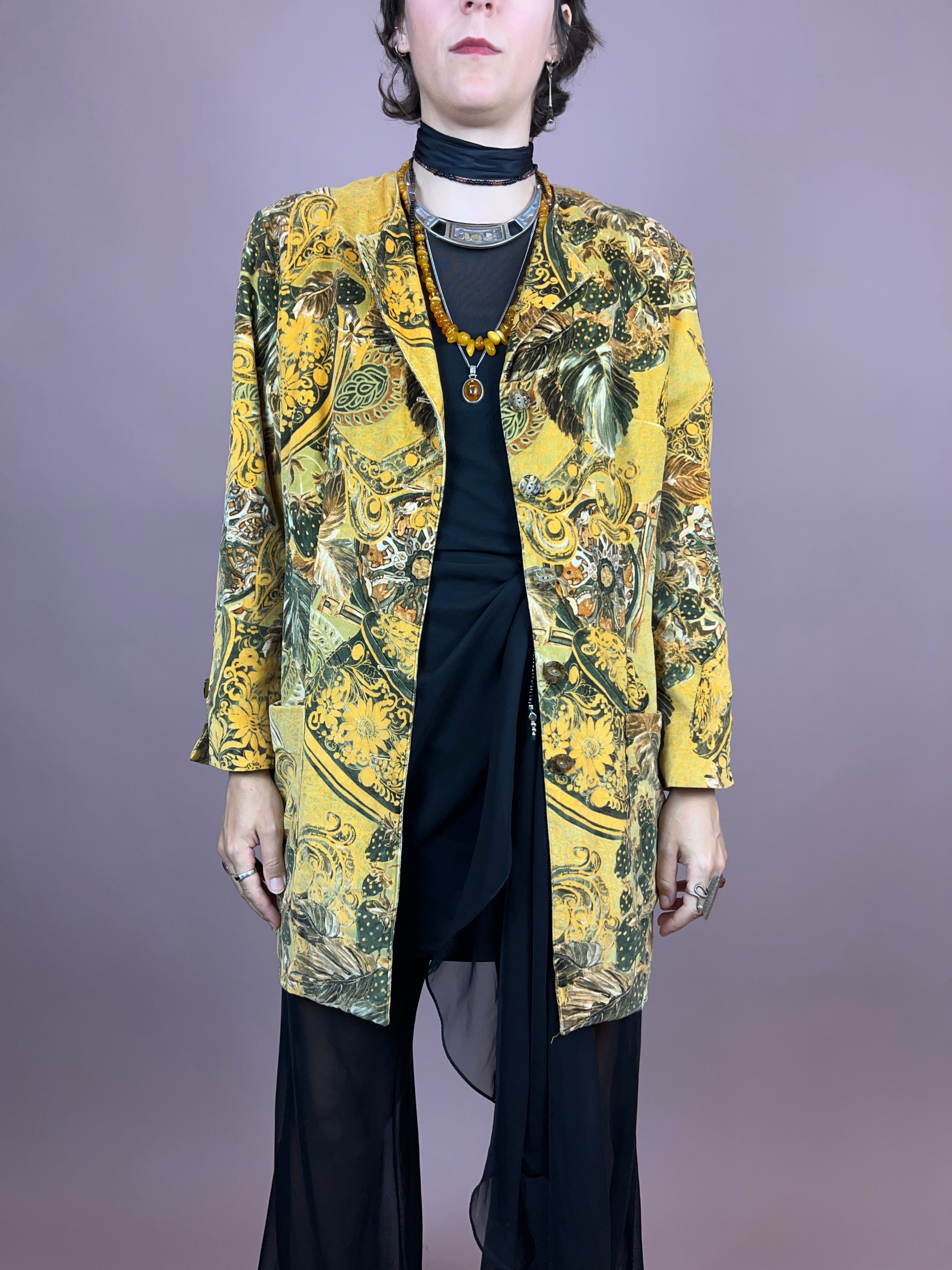 Blazer Lang Samt Ornamente Gr. 40