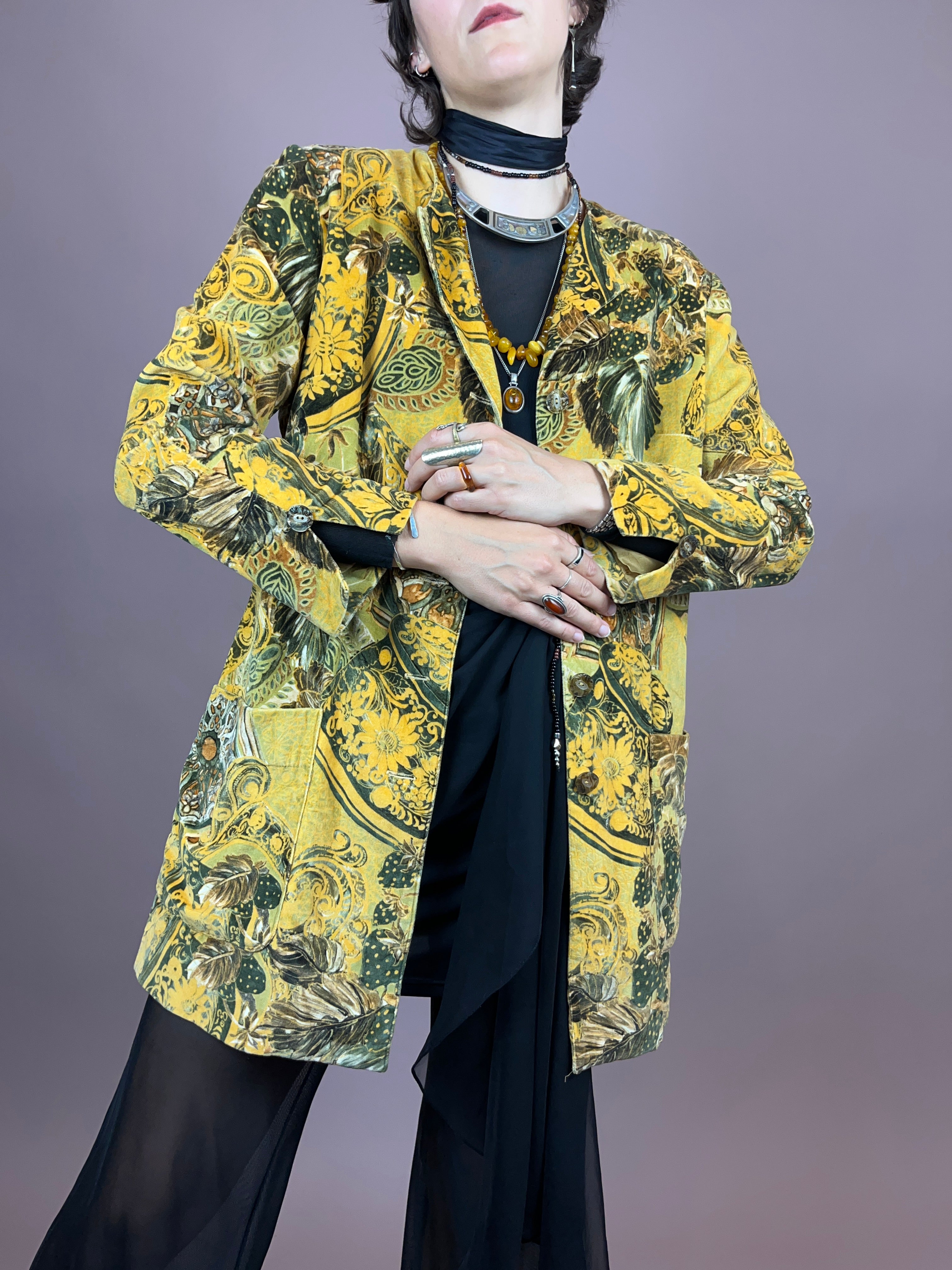 Blazer Lang Samt Ornamente Gr. 40