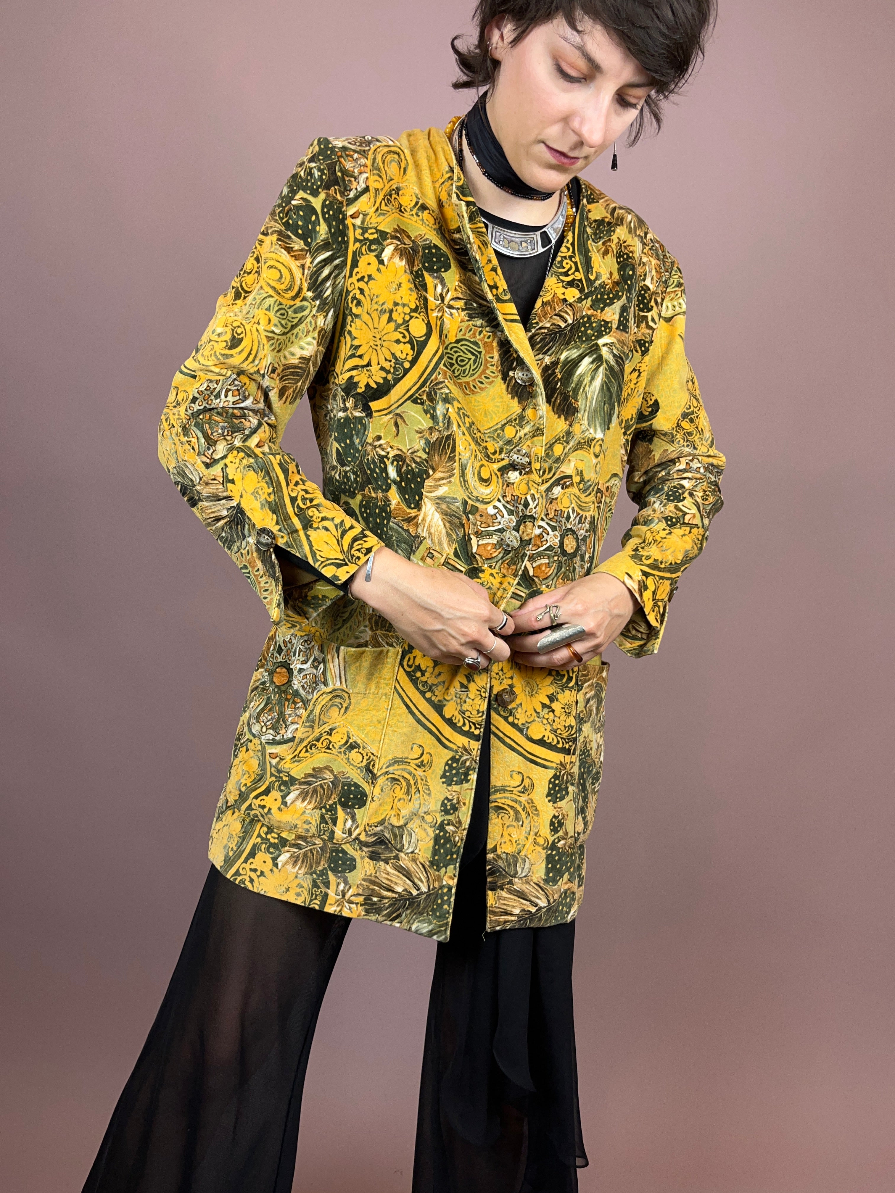 Blazer Lang Samt Ornamente Gr. 40