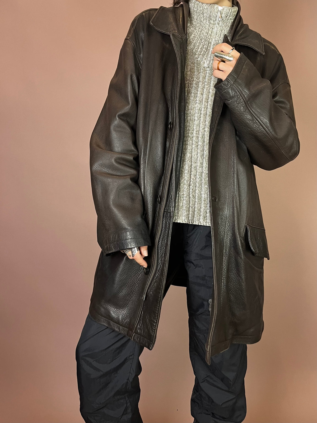 Daddy Lederjacke Dunkelbraun schwer Gr. XL