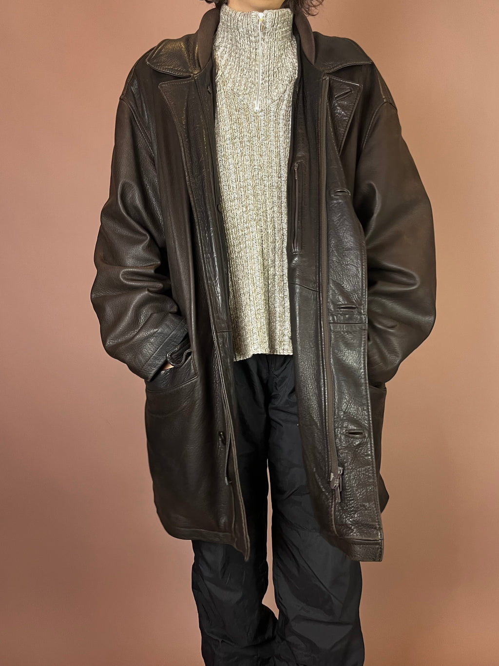 Daddy Lederjacke Dunkelbraun schwer Gr. XL