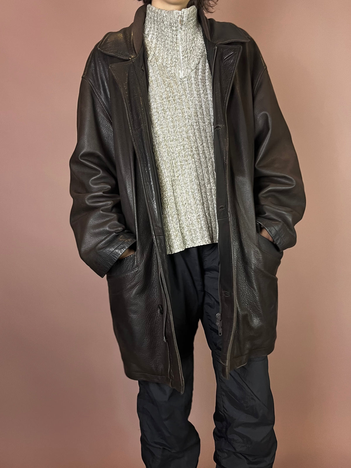 Daddy Lederjacke Dunkelbraun schwer Gr. XL