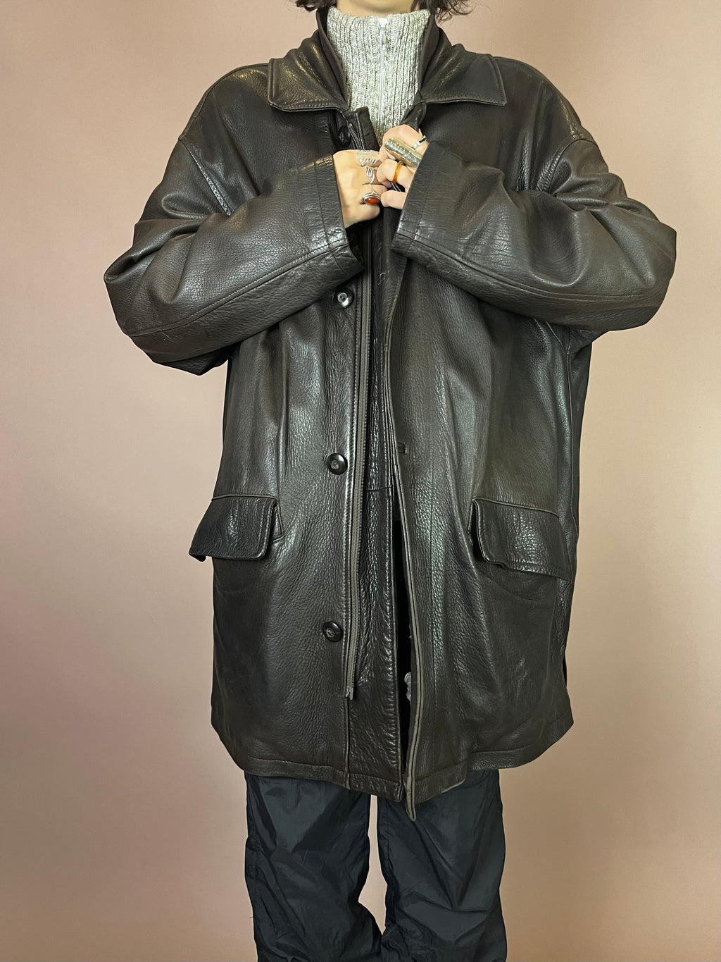 Daddy Lederjacke Dunkelbraun schwer Gr. XL
