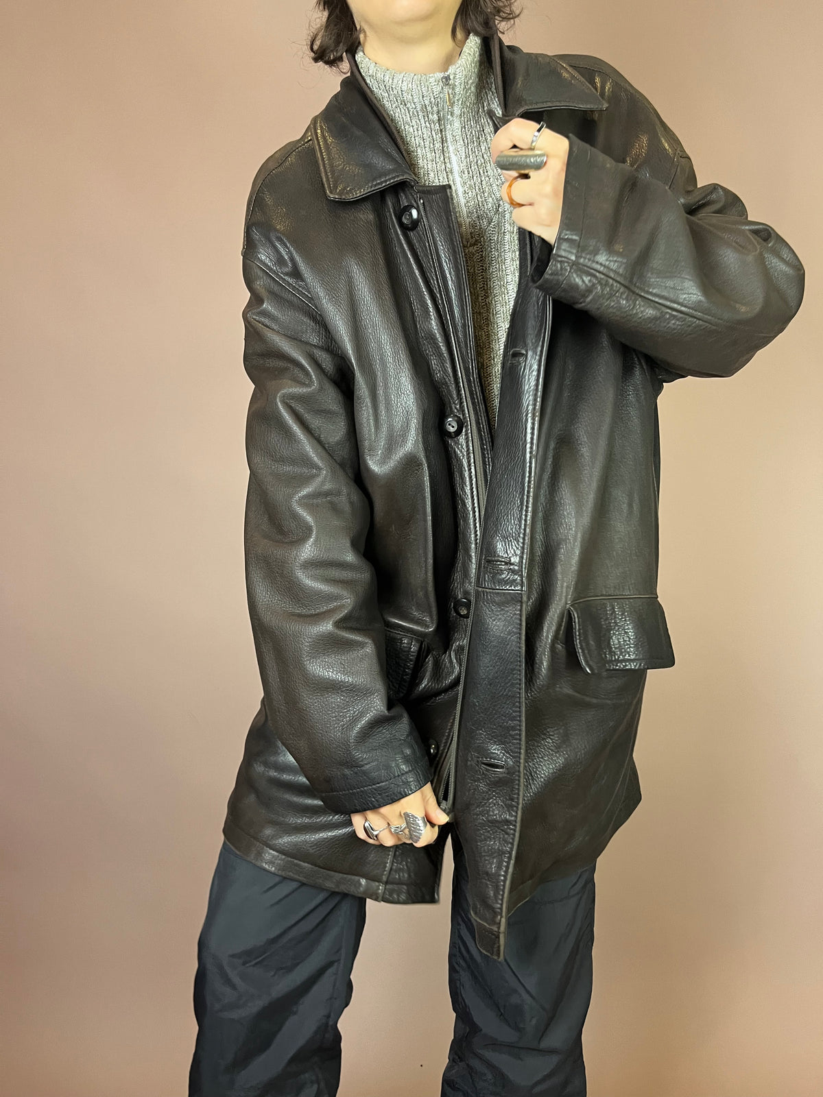 Daddy Lederjacke Dunkelbraun schwer Gr. XL
