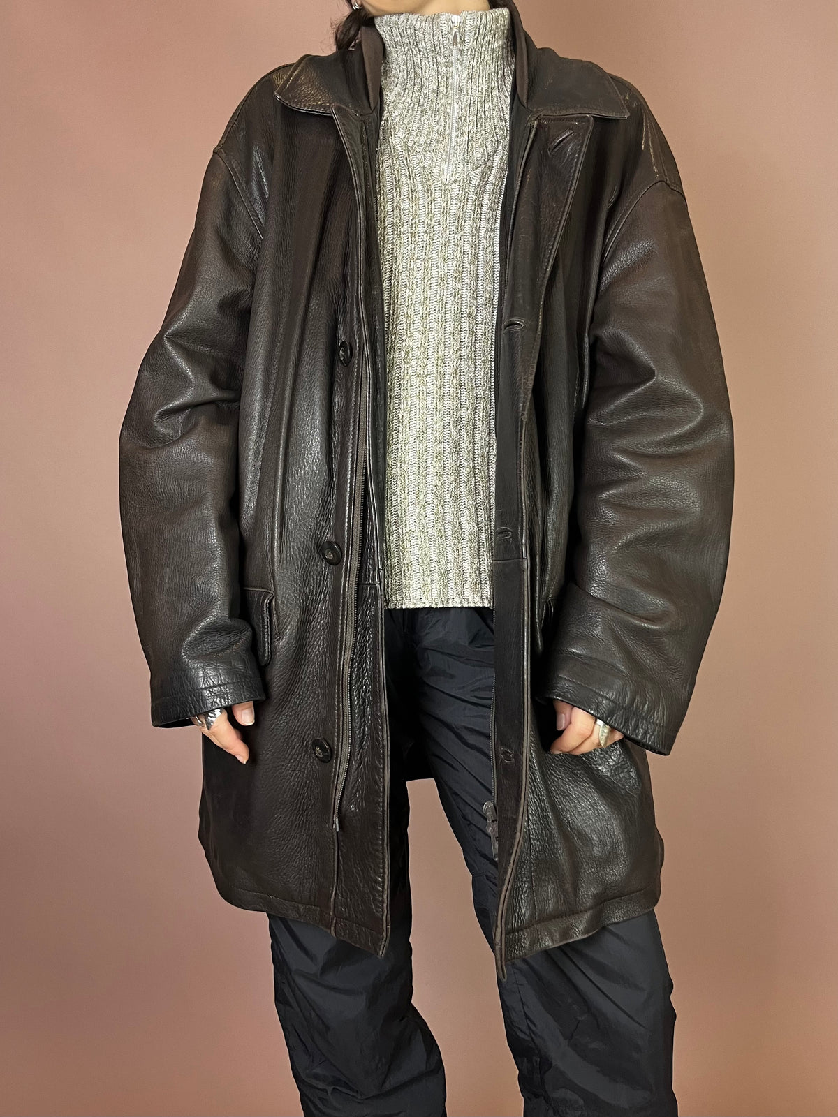 Daddy Lederjacke Dunkelbraun schwer Gr. XL
