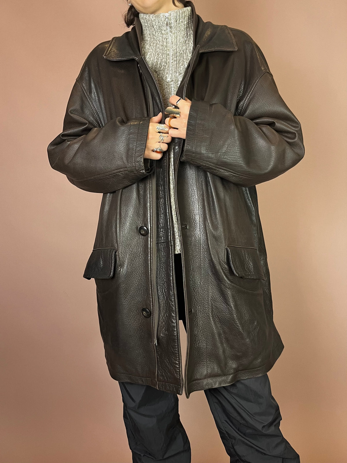 Daddy Lederjacke Dunkelbraun schwer Gr. XL