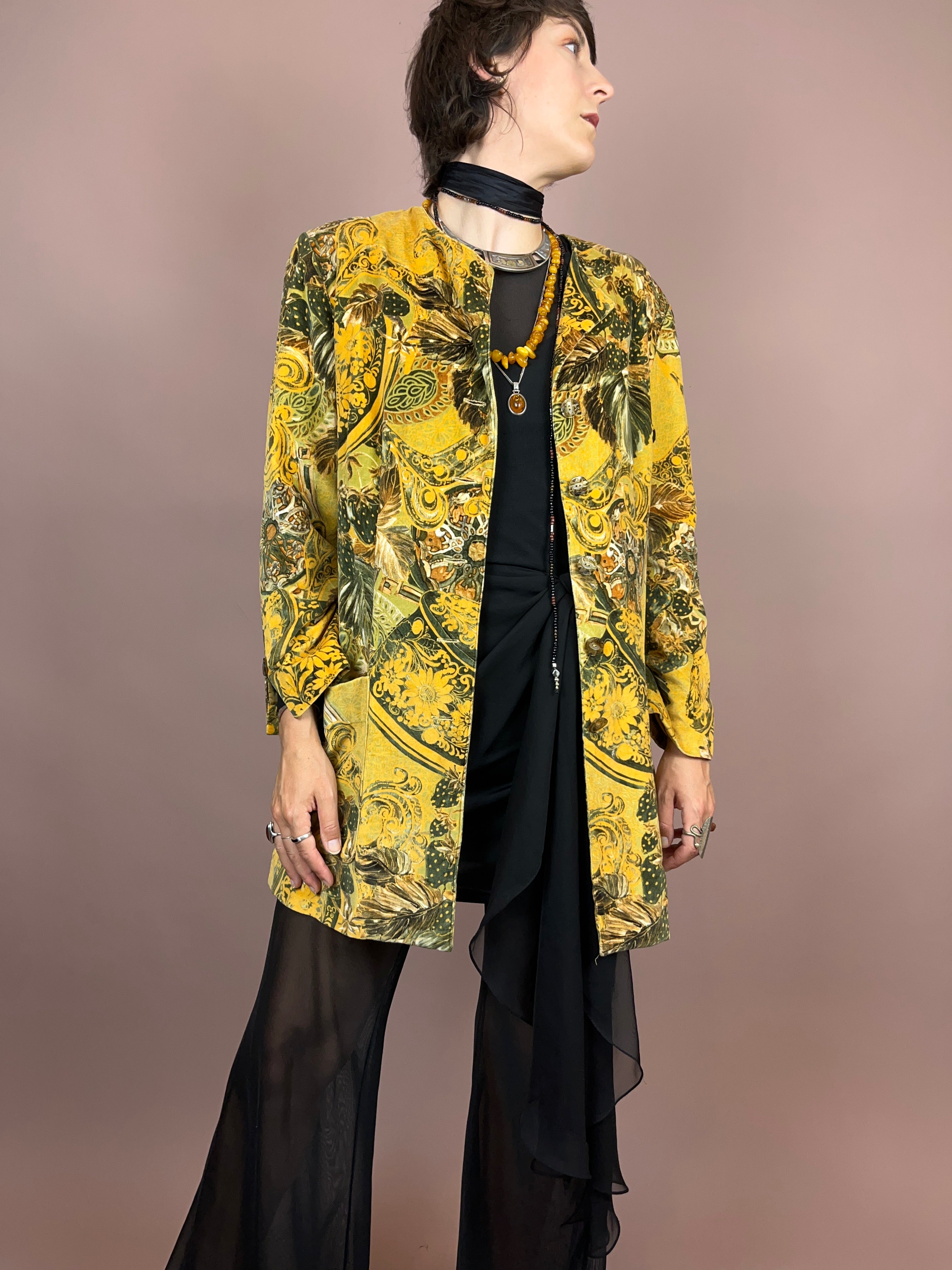 Blazer Lang Samt Ornamente Gr. 40