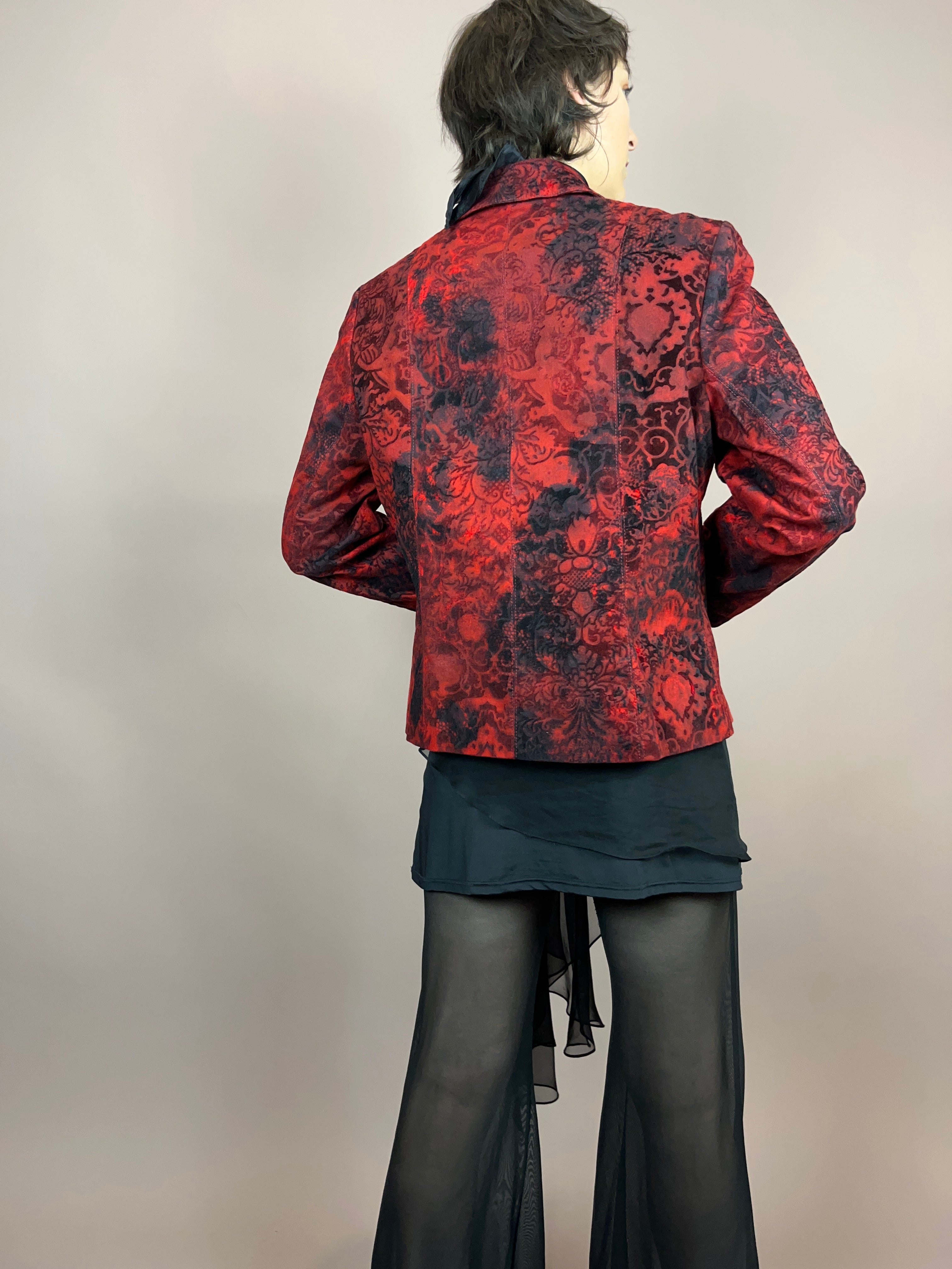Jacke Rot Ornamente Samt Gr. 40