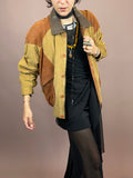 Lässige Wildlederjacke Senf Braun Gr. M