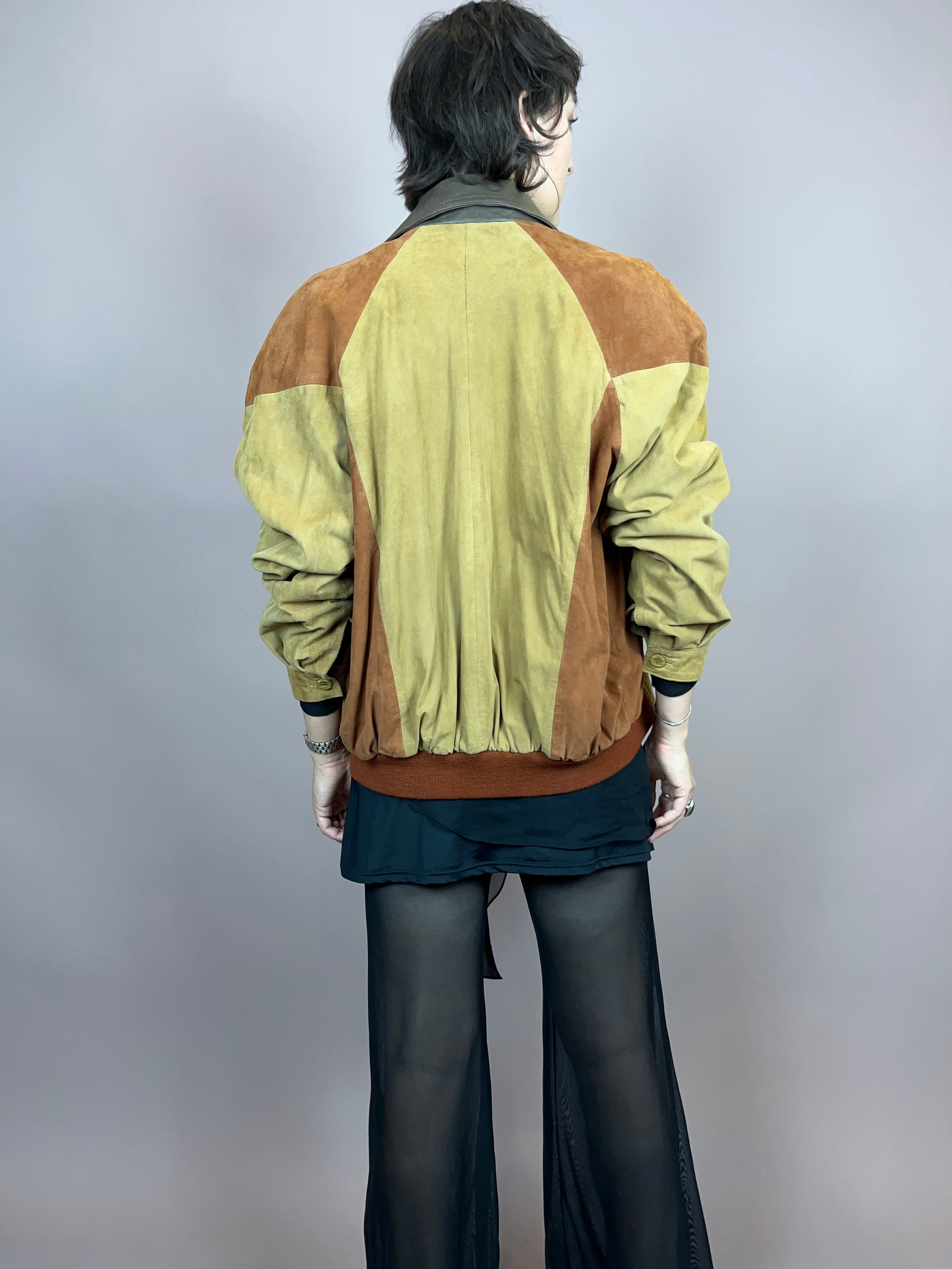 Lässige Wildlederjacke Senf Braun Gr. M