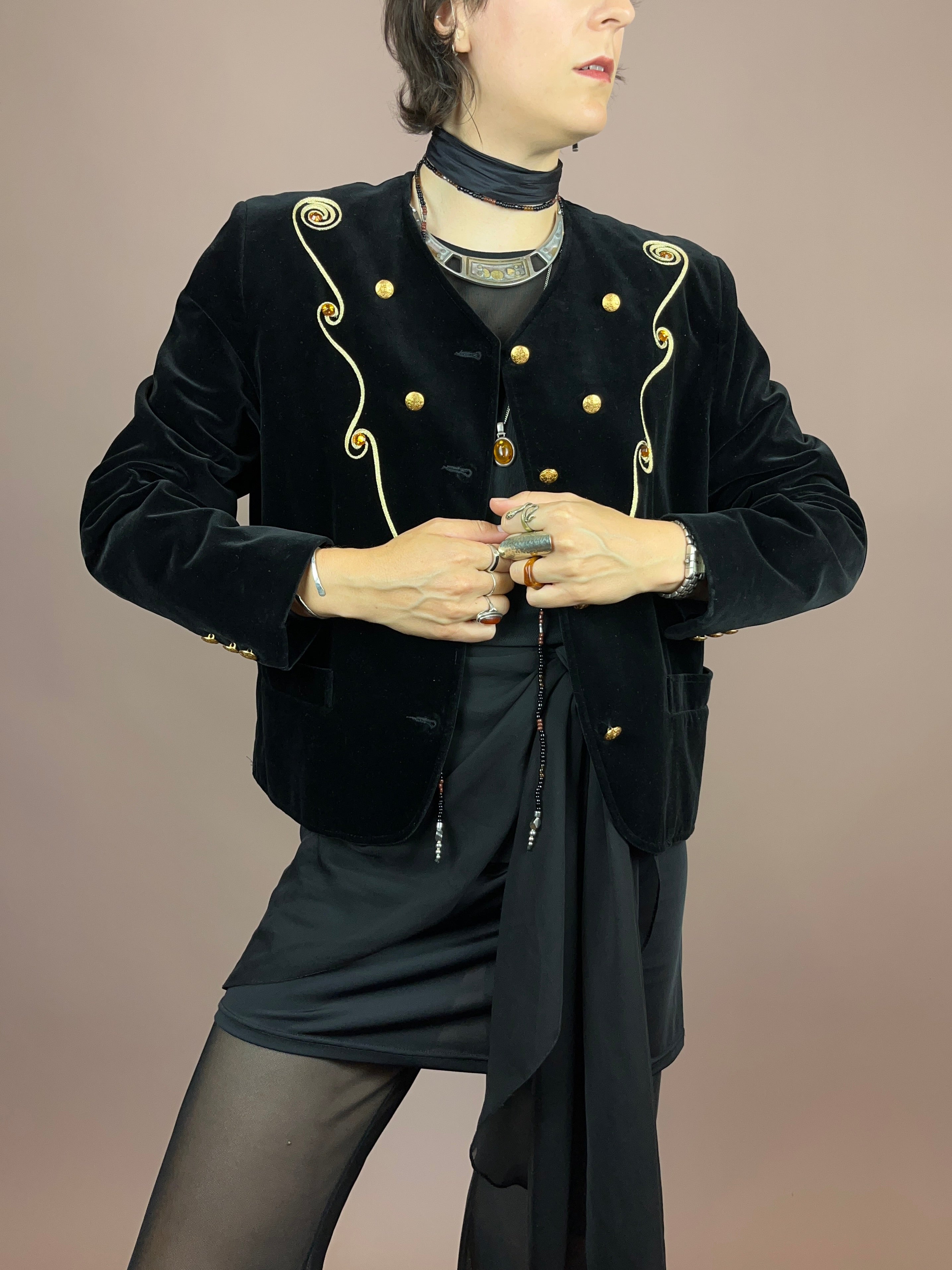 Blazer Samt mit goldenen Details Gr. 40