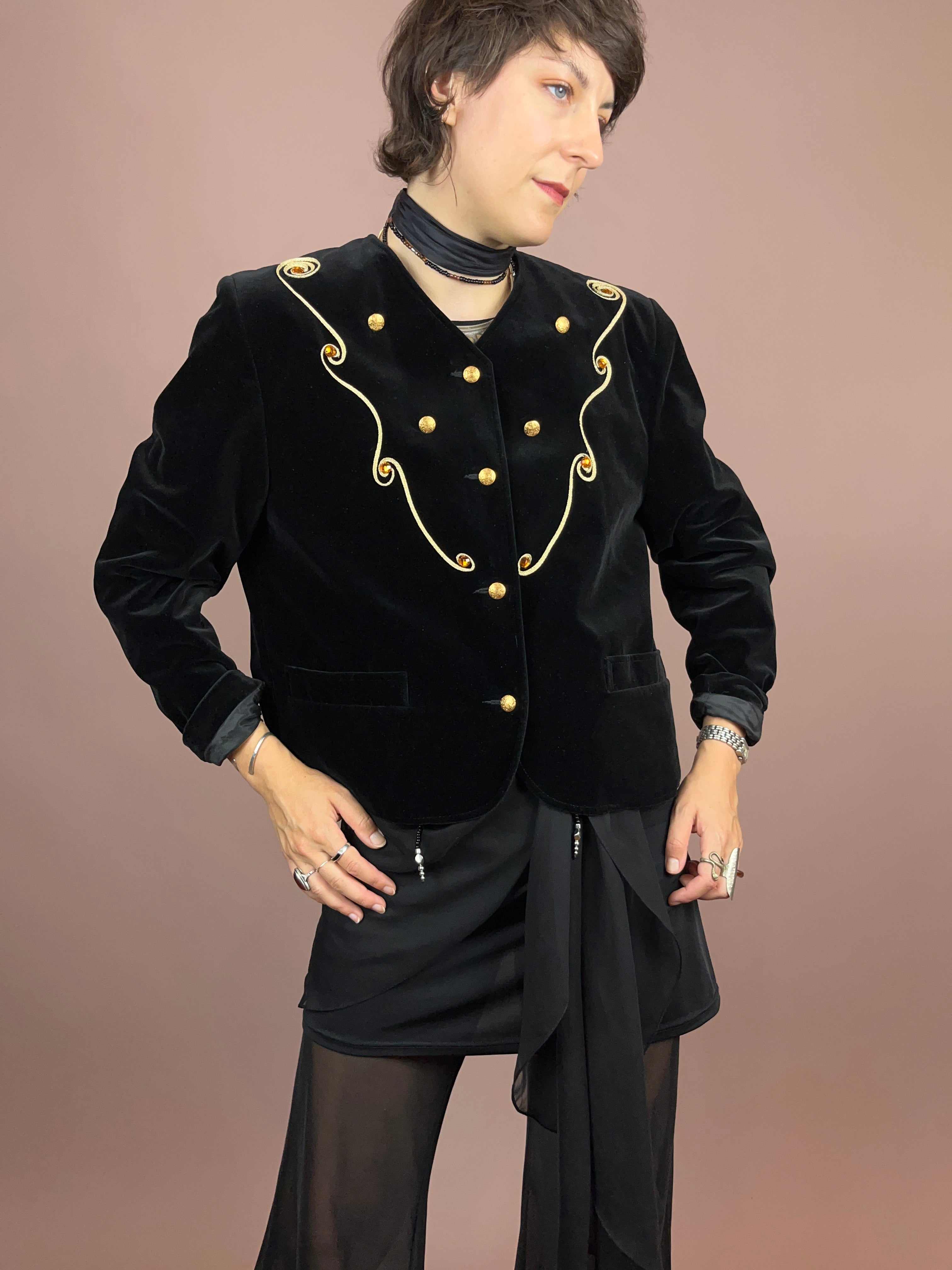 Blazer Samt mit goldenen Details Gr. 40