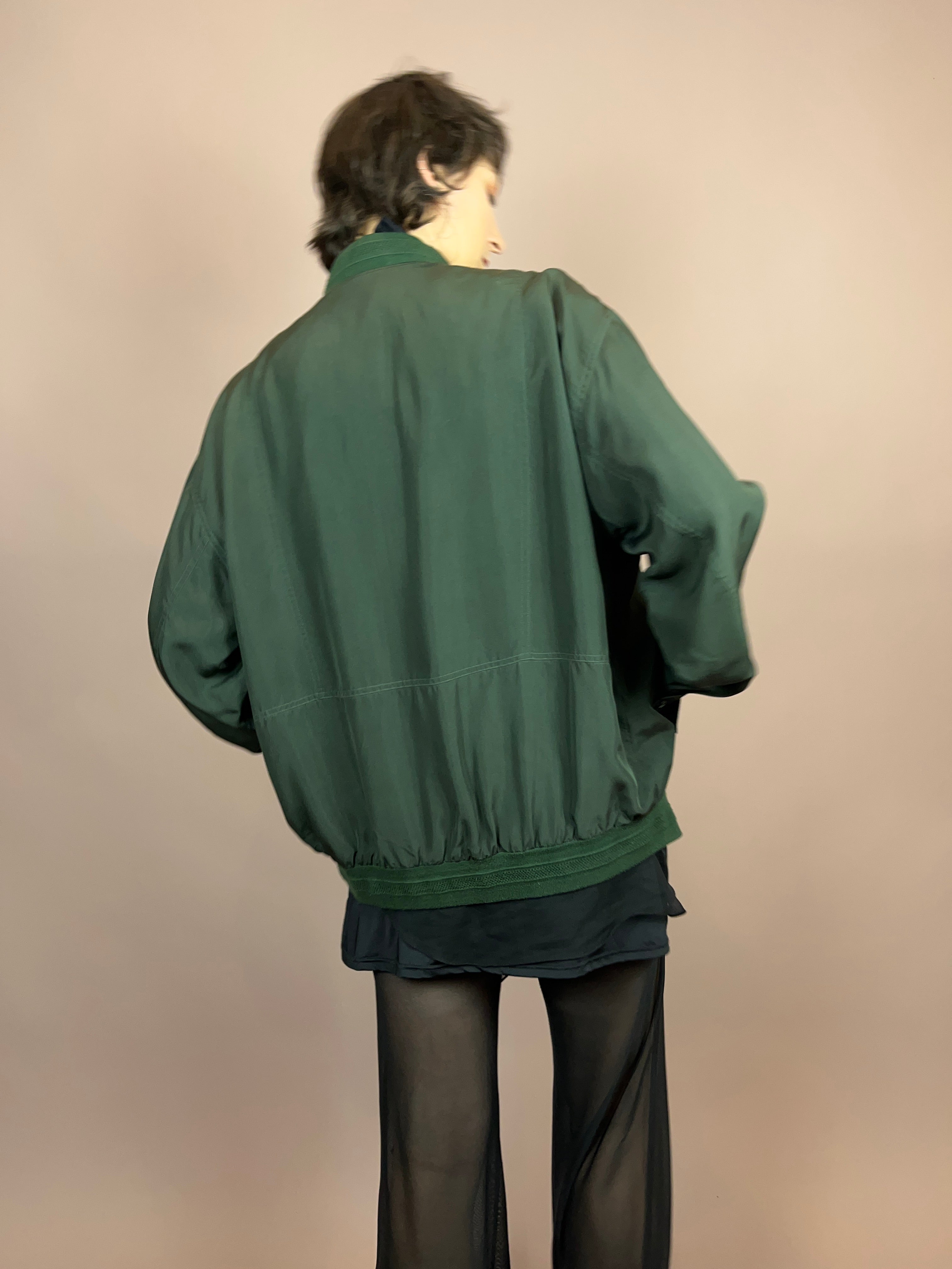 Seidenblouson Dunkelgrün Gr. XL
