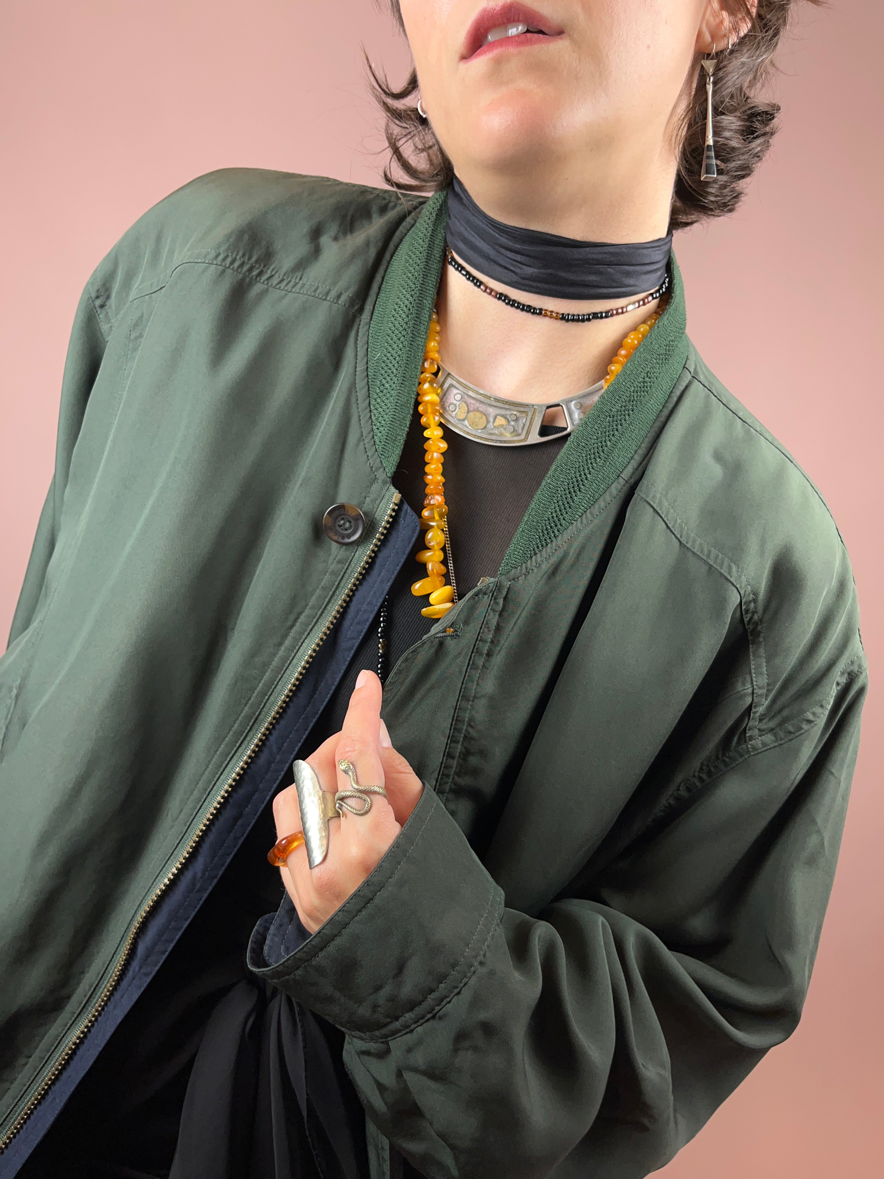 Seidenblouson Dunkelgrün Gr. XL